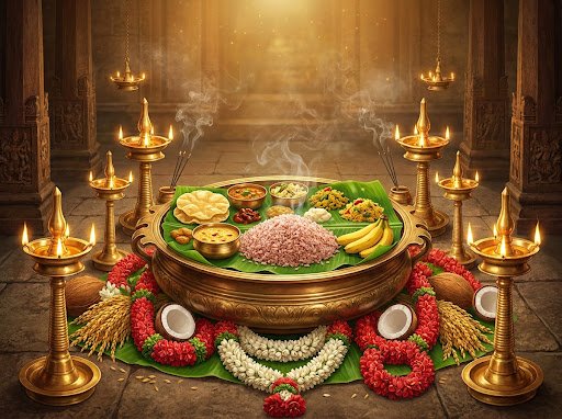 Bharani Oottu sacred monthly feast in bronze Uruli